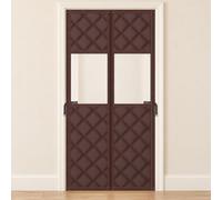 Thermal Door Curtain With Magnetic, Clear PVC Window, for Front Door | Self-closing Insulated Door Cover to Help Block Cold Draughts, Windproof, Door Curtains Thermal(Brown,140x245cm)