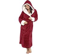 Thermal Dressing Gown Women Womens Plus Size Dressing Gown Warm Hooded Bathrobe Full Length Thicken Bathrobe Cosy Fluffy Robes Luxury Oversized Robes Ladies Bath Robe With Pockets And Belt