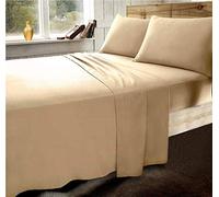 Thermal Flannelette Fitted Sheets - 100% Brushed Cotton Bed Sheet (Latte, Small Double (4 Feet))