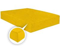 Thermal Flannelette Fitted sheets 25cm-100% Brushed Cotton Flannel Fitted Sheets-Warm & Cosy Thermal Fitted sheets-Elasticated Corners Fitted Bed Sheets (Mustard, King)