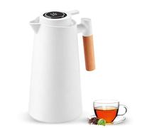 Thermal Flask, 1 Litre Insulated Jug with LED Temperature Display, Vacuum Insulated Coffee Pot Made of Double Glass Insert, 12 Hours Hot/24 Hours Cold, Thermal Insulated Jug, Leak-Proof, One Push