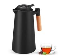 Thermal Flask, 1 Litre Insulated Jug with LED Temperature Display, Vacuum Insulated Coffee Pot Made of Double Glass Insert, 12 Hours Hot/24 Hours Cold, Thermal Insulated Jug, Leak-Proof, One Push