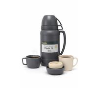 Thermal Flask 1L | Glass Lined Insulated Vacuum Flask with 2 Cups | Keeps Drinks Hot for 12 Hours & Cold for 24 Hours | Ideal for Travel, Work, Camping & Outdoor Use