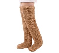 Thermal Fleece Leg Warmer Furry Thick High Boot Leg Knee Braces Leg Warmers Stocking Plush Warm Legging Socks Anti-slip Knee Pads Leg Sleeves Support Protector for Women Men Arthritis Pain Relief