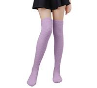 Thermal For Womens Coral Fleece Stripe Colorful Lightweight Athletic Casual Winter Soft Warm Comfort Long Stock Trading Simulator Over the Knee Socks Warm Thigh High Socks Fall (Purple, One Size)