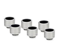 Thermal Grizzly DeltaMate HT16 - Matte-Nickel - 6-Pack - Hard-Tube Water Cooling Fitting - G1/4'' Thread, CNC-Machined Brass, Knurled Compression Ring for 16 mm OD Hard Tubing