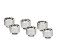 Thermal Grizzly DeltaMate ST16 - Matte-Nickel - 6-Pack - Soft-Tube Water Cooling Compression Fitting - G1/4'' Thread, Knurled Compression Ring for 10 mm ID / 16 mm OD