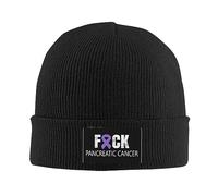 Thermal Hat Fuck Pancreatic Cancer Purple Ribbon Slouchy Skull Cap Baggy Beanie Hat for Guys Daily Wear Yoga
