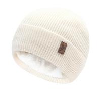 Thermal Hat Womens,Winter Men And Women Padded And Thickened Warm Hat Outdoor Letters Knitted Hat Fall And Winter Riding Neck Warm Wool Hat (Beige, One Size)