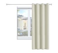 Thermal Insulated Blackout Curtains - 1 Piece Eyelet Top Curtain for Bedroom Living Room & Kids' Room - Beige 40"x40" - Energy Efficient Light Blocking Noise Reducing