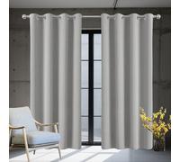 Thermal Insulated Blackout Curtains 152 x 161 cm Room Darkening Pencil Pleat Dim Out Eyelet Curtains for Living Room Bedroom Windows Nursery, Light Grey