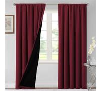 Thermal Insulated Blackout Curtains 2 Pieces, 100% Light Blocking, Energy Efficient for Living Room, Red Wine Color, 52" W x 84" L - Perfect for Heat & Cold Control