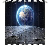Thermal Insulated Blackout Curtains 3D Space Landscape2 Pack Noise Reduction Polyester Drapes for Living Room & BedroomEnergy Efficient Light Blocking Decorative Design