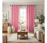 Thermal Insulated Blackout Curtains for Bedroom & Living Room, 2 Panels Soft Decorative Ring Top Eyelet Curtains with Tie Backs, Windows 66"(167cm) W x 90"(228cm) L, Pink - Home, Office Curtain