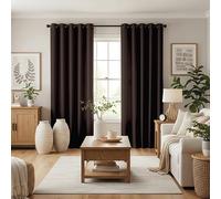 Thermal Insulated Blackout Curtains for Bedroom & Living Room, 2 Panels Soft Decorative Ring Top Eyelet Curtains with Tie Backs, Windows 90"(228cm) W x 108"(274cm) L, Brown - Home, Office Curtain