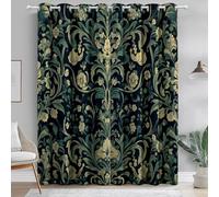 Thermal Insulated Blackout Curtains W 29.5" x L 65" (2 Panels), Elegant William Morris Floral Pattern, Drapes for Small Window and Home Office, Dark Green