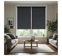Thermal Insulated Blackout Fabric Roller Blinds, Easy Fit Room Darkening Shades Fittings Included Dark Grey (Width 180cm x Length 210cm, Thermal Blackout, Dark Grey) (BK004)