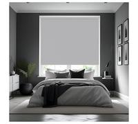 Thermal Insulated Blackout Fabric Roller Blinds, Easy Fit Room Darkening Shades Fittings Included Light Grey (Width 180cm x Length 165cm, Blackout, Grey) (BK004)