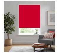 Thermal Insulated Blackout Fabric Roller Blinds, Easy Fit Room Darkening Shades Fittings Included Red (Width 90cm x Length 210cm, Blackout, Red) (BK004)
