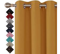 Thermal Insulated Blackout Ring Top Eyelet Curtains for Bedroom Windows 66 x 72 Inches Ochre 2 Panels (66”(167cm) wide x 72”(182cm) long, Ochre)