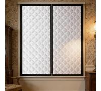 Thermal Insulated Curtain 125 x 165 cm Windproof Heat Blocking, Draft Excluder Cotton Curtain Window Self-Adhesive with Hook Loop, Easy to Install Custom Sizes, Grey