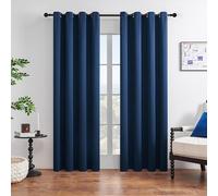 Thermal Insulated Curtain 136 x 186 cm Thermal Noise Reducing Dim Out, Sound, Dividers Full Blackout Curtains 1 Panels for Bedroom Kitcken Living Room, Navy Blue