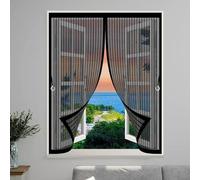 Thermal Insulated Curtain 56 x 56 cm with Powerful Magnets & Full Frame Magic Tape, Keep Bugs Out & Lets Fresh Air in Thermal Curtain Magnetic for All Types of Windows, Black