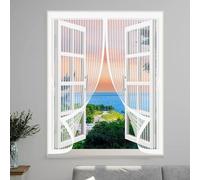 Thermal Insulated Curtain 78 x 50 cm with Powerful Magnets & Full Frame Magic Tape, Keep Bugs Out & Lets Fresh Air in Thermal Curtain Magnetic for All Types of Windows, White