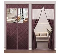 Thermal Insulated Curtain for Doors, Winter Cold Protection, No Drill, Fits Balconies & Patios, Size W70-160cm H180-240cm, Brown, Energy-Efficient Door Curtain (W70*H190cm)