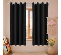 Thermal Insulated Curtains 152 x 188 cm Eyelet Insulated Blackout Eyelet Curtains for Children for Window Living Room, Black