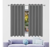 Thermal Insulated Curtains 240 x 240 cm Room Darkening Pencil Pleat Blackout Curtains for Girls for Small Windows Kitchen Bedroom, Dark Grey