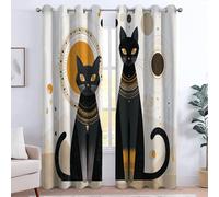 Thermal Insulated Curtains for Bedroom & Kitchen, Long Door Drape, Energy Efficiency Blackout Eyelet Drapes, 43 x 85 Inch 2 Panels, total W 220 x L 215 cm Bohemia Geometry Cat Sun Celestial Bodies