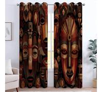 Thermal Insulated Curtains for Bedroom, Long Door Drape, Energy Efficiency Blackout Eyelet Drapes, 30 x 65 Inch 2 Panels, total W 150 x L 166 cm Abstract Tribe Tradition Ethnicity Art Culture