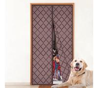 Thermal Insulated Door Curtain,105x210cm,PVC Cotton,Full Seal Self-Closing with Powerful Magnets & Full Frame Magic Tape,Front Door Curtain,Pet Friendly for Home, Balcony, Office and Shop,Brown