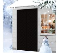 Thermal Insulated Door Curtain, 60-150cm W × 180-240cm L Thicken Cotton & Oxford Magnetic Door Cover, Self-Sealing Thermal Door Curtains for Winter Weatherproof Draft Stopper(Black,150X220cm)