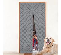 Thermal Insulated Door Curtain,65x205cm,PVC Cotton,Full Seal Self-Closing with Powerful Magnets & Full Frame Magic Tape,Front Door Curtain,Pet Friendly for Home, Balcony, Office and Shop,Grey