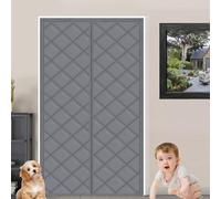 Thermal Insulated Door Curtain 80 x 210/110 x 200 Thickened Draught Proof Saving Door Cover, Waterproof Oxford Fabric, Magnetic Closure, for Home, Balcony, Office and Shop(Grey,70x200cm)