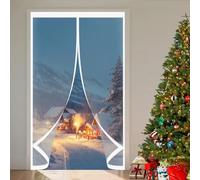 Thermal Insulated Door Curtain 92 x 240 cm Transparent, Cold and Noise Proof, Windproof Waterproof Auto Closing Cover with Strong Magnets for Balcony Patio, A