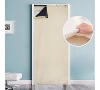 Thermal Insulated Door Curtain Winter Eyelet Doorway Cover Panel Windproof Warm Cold Protection Oxford Cloth Thicken Cotton Fiber Drapes for Living Room Garage Bedroom, Beige 100x210cm（W39*L83 in）