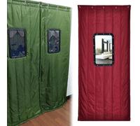 Thermal Insulated Door Curtain with Clear Visible Window, Waterproof Insulated Door Cover Curtain for Keeping Warm in Winter, Windproof Thermal Doorway Curtains(Wine Red,47.2" W x 86.6" L)