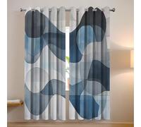 Thermal Insulated Eyelet Microfiber Curtains,Abstract Art Geometric Print Pattern Blackout Drapes Curtains Teen Room Decor For Living Room,Blue W 90" x L 72" (2 Panels)