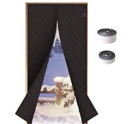 Thermal Insulated Magnetic Curtain for Door, Waterproof Window Doors Insulated Screen, Temporary Doorway Curtain Windproof Soundproof Door Cover, Easy Assembly & Pass(Black,100x220cm)
