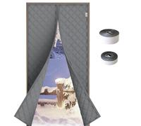 Thermal Insulated Magnetic Curtain for Door, Waterproof Window Doors Insulated Screen, Temporary Doorway Curtain Windproof Soundproof Door Cover, Easy Assembly & Pass(Grey,100x200cm)