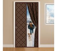 Thermal Insulated Magnetic Door Curtain for Winter,Heavy Windproof Waterproof Soundproof Door Cover Warm and Self-Closing for Conditioned Rooms,Heating Room and Living Rooms,235x205cm-brown