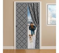 Thermal Insulated Magnetic Door Curtain for Winter,Heavy Windproof Waterproof Soundproof Door Cover Warm and Self-Closing for Conditioned Rooms,Heating Room and Living Rooms,180x235cm-grey