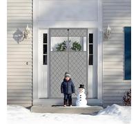 Thermal Insulated Magnetic Door Curtain, Quilted Draft Stopper for Wintern, Energy Saving Doorway Cover with Hands-Free, Cotton Temporary Door Barrier for Kids Pets 70-260cm(Gray,210x200cm)