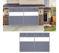 Thermal Insulated Magnetic Door Curtain with Visible Windows, Hands Free Windproof Door Screen, Wintern Cotton Doors Cover Kit for 1 Car Or 2 Car Garage, Weatherproof, Soundproof(Gray,380x240cm)