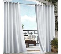 Thermal Insulated Patio Curtains 132x304.8 cm White Eyelet Design for Veranda Pergola Cabana Dock Outdoor Privacy & Light Blocking Solutions