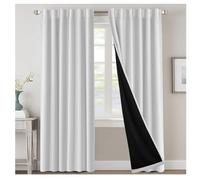 Thermal Insulated Room Divider Curtain with Pocket and Back Loop for Kitchen & Café White 1 Piece 226×241 cm (W×H)