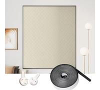Thermal Insulated Window 50 x 150 cm, Easy to Stick on & Take Down, Thermal Properties Premium Fabric, Whole House Shutter Seal Cover, for Heater Room with Nano Tape, off white